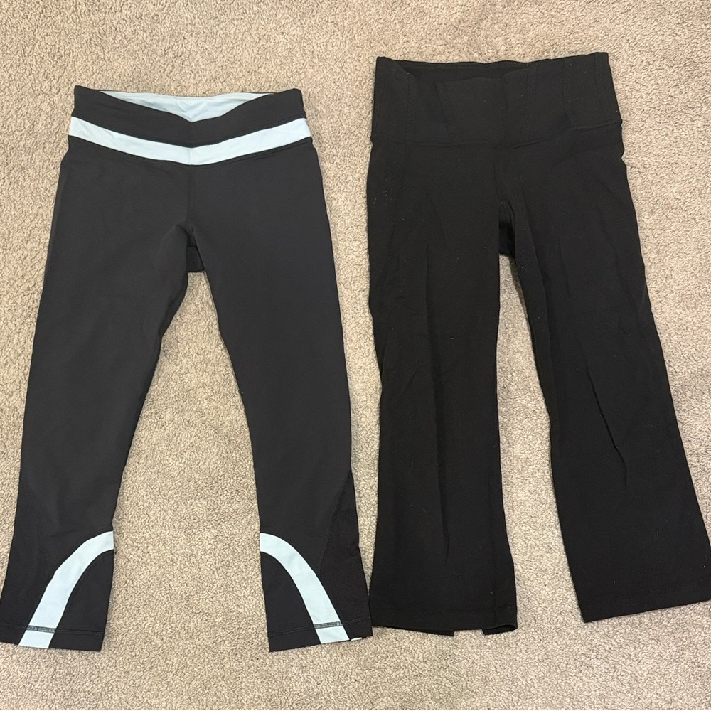 Lululemon Athletica Black and Gray Cropped Pants